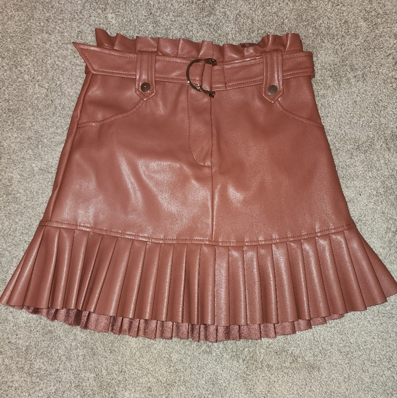 Zara Skirt Faux Leather Pleated - Picture 3 of 7